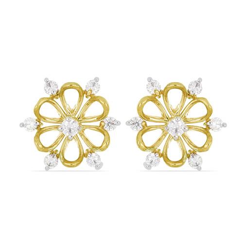 BUY  WHITE DIAMOND GEMSTONE 14K GOLD CLASSIC EARRINGS